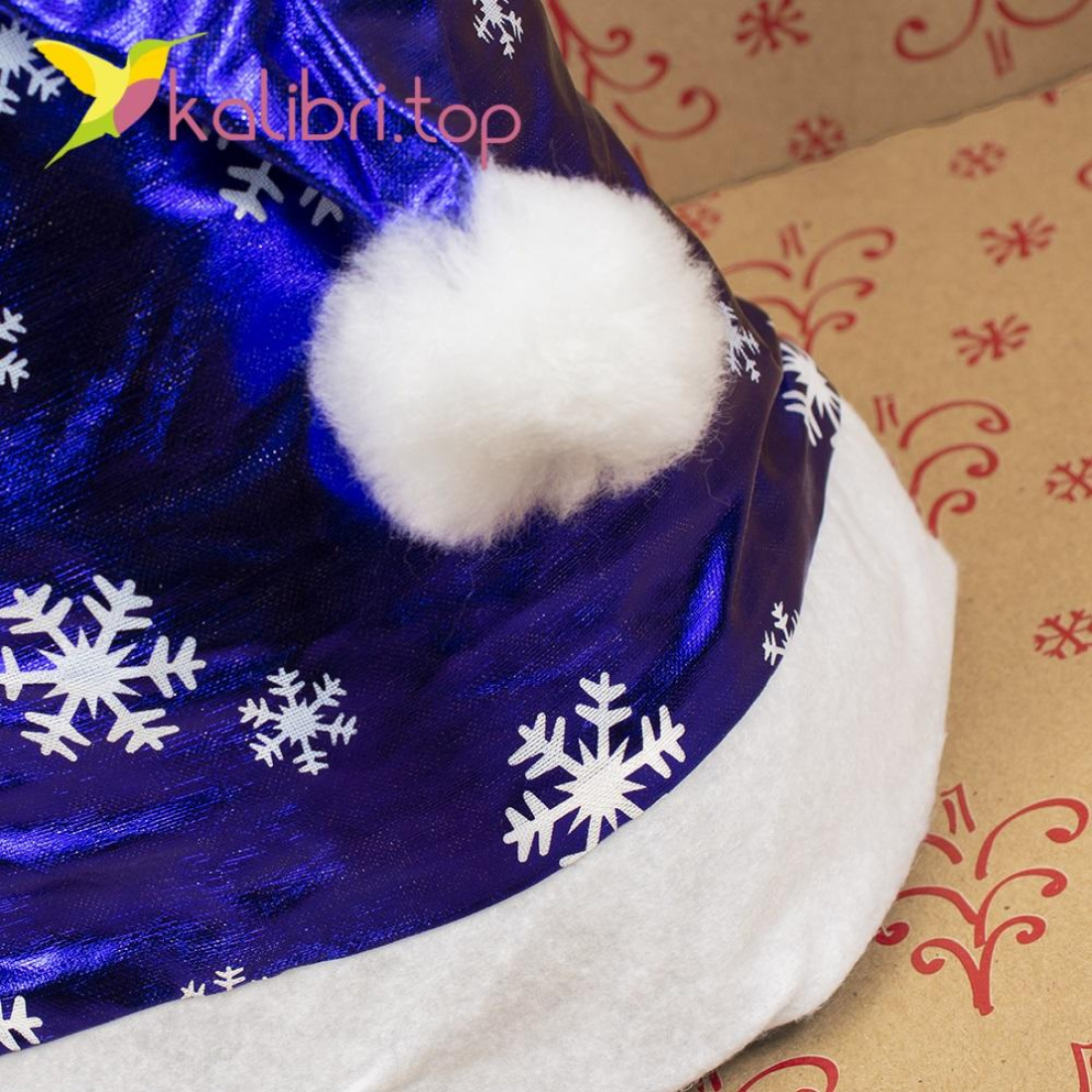 Шапки Деда Мороза синяя HQ-1648 оптом фото 02