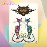 Дитячі тимчасові, перекладні татуювання - прикольні коти оптом - фото 1