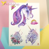 Дитячі, тимчасові татуювання - казкові єдинороги оптом фото 1