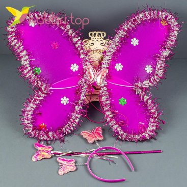 Набор карнавальный крылья бабочки малиновый оптом фото 1