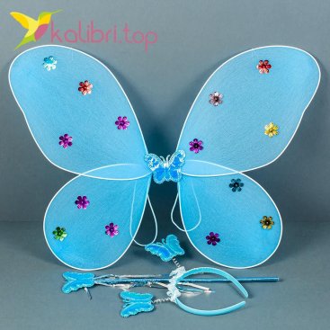 Карнавальные крылья бабочки голубой оптом фото 024