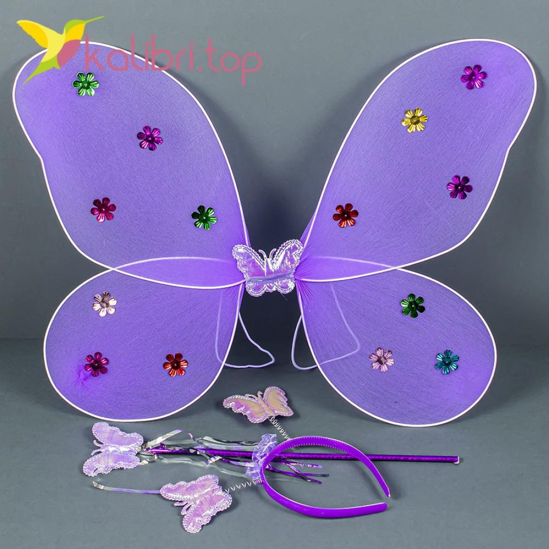 Карнавальные крылья бабочки фиолетовый оптом фото 01