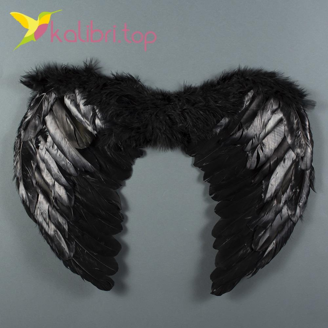 Крылья ангела с пухом черные оптом фото 01