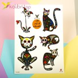 Дитячі, тимчасові, перекладні татуювання - коти під рентгеном, оптом - фото 1