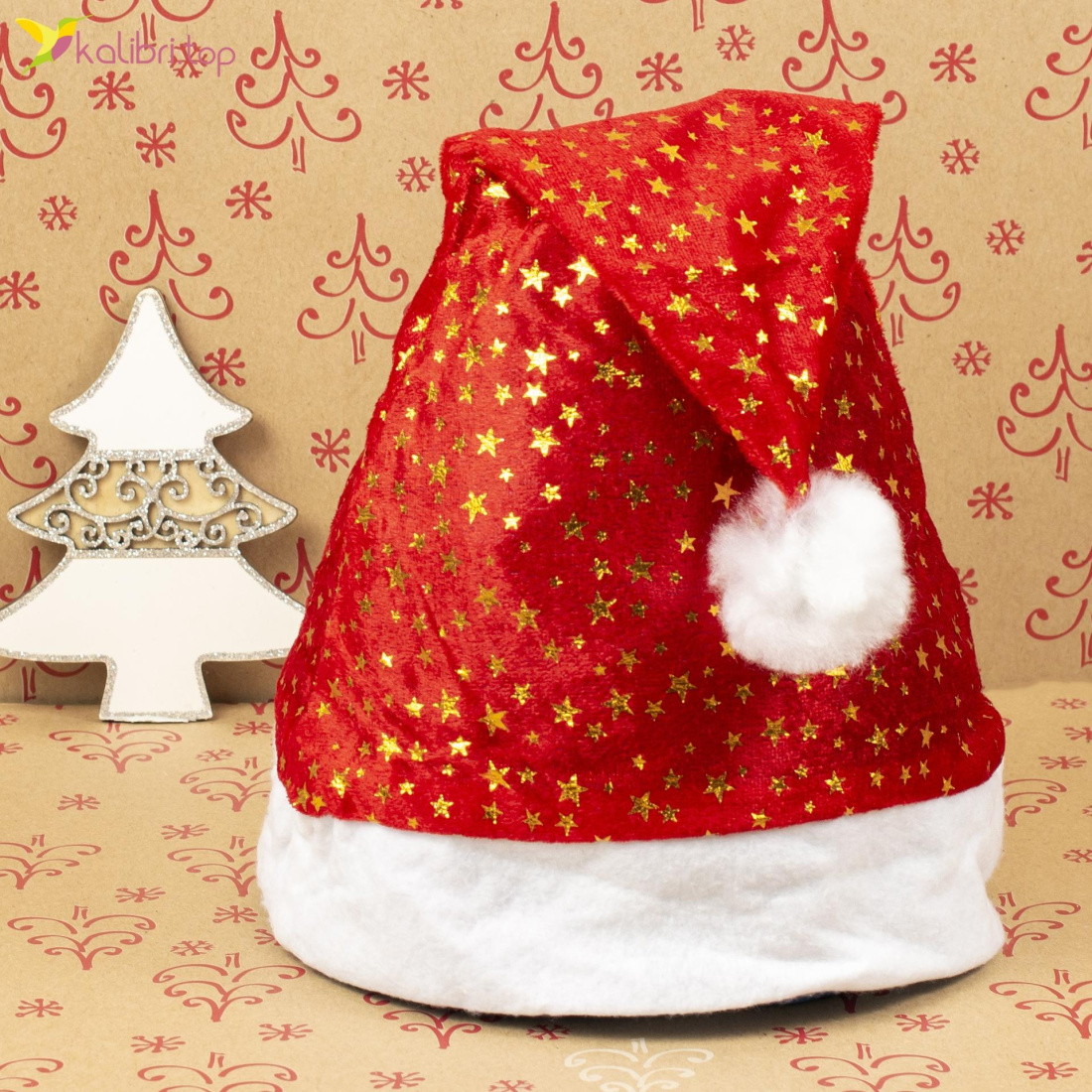 Новогодние шапки Деда Мороза звезды HQ-1505 оптом фото 01