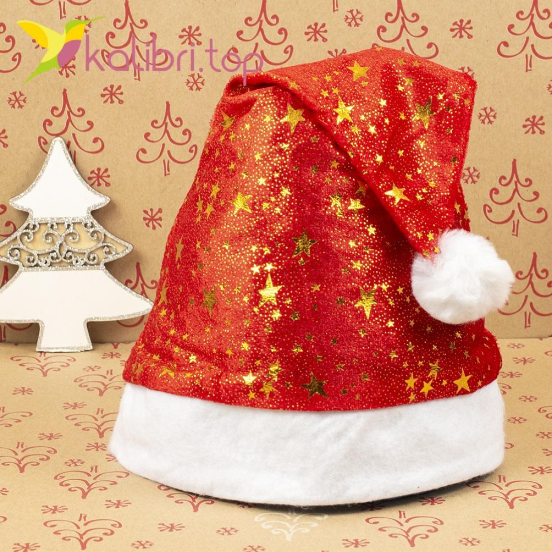 Новогодние шапки Деда Мороза звезды HQ-1510 оптом фото 01