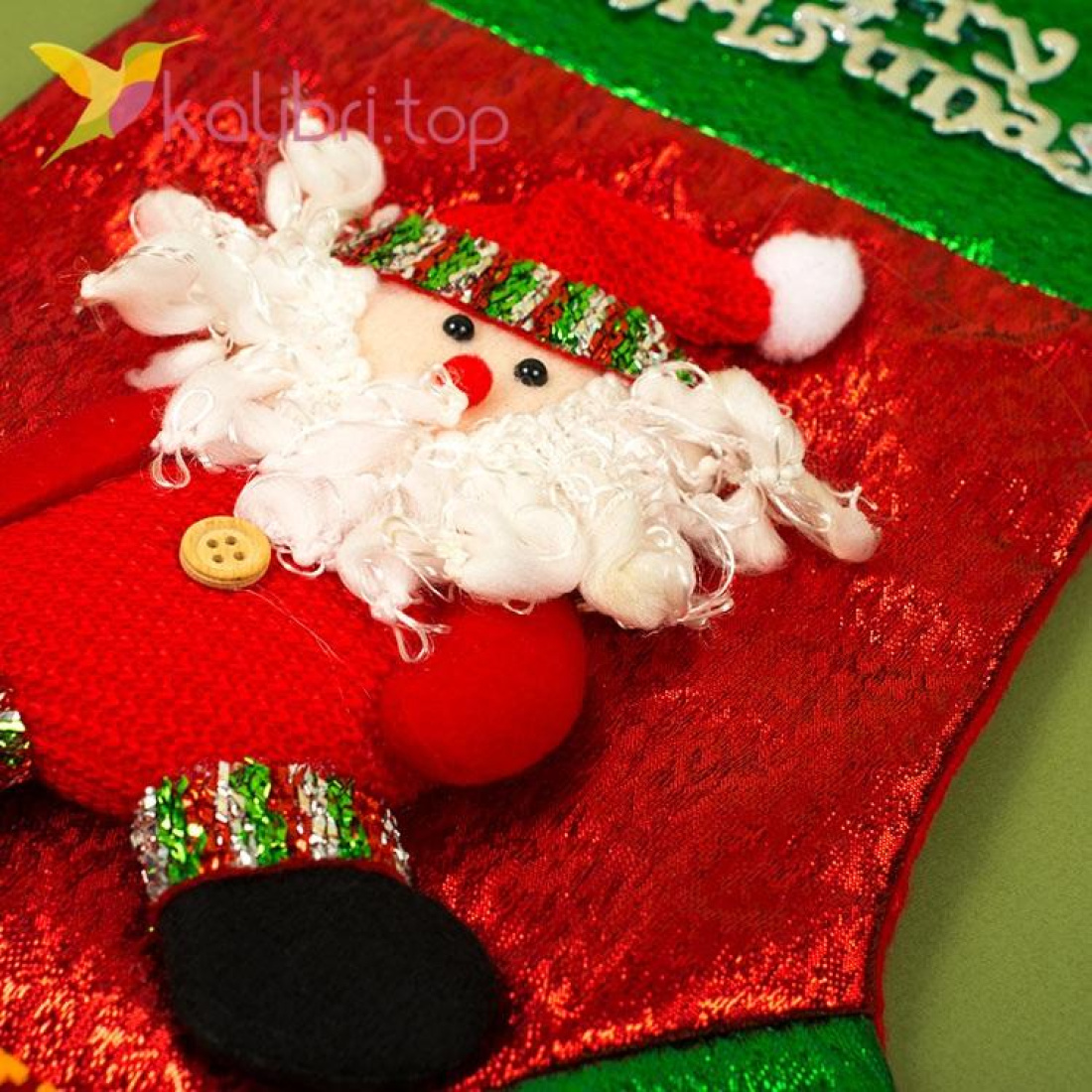 Сапожок для подарков большой с Дедом Морозом оптом фото 02