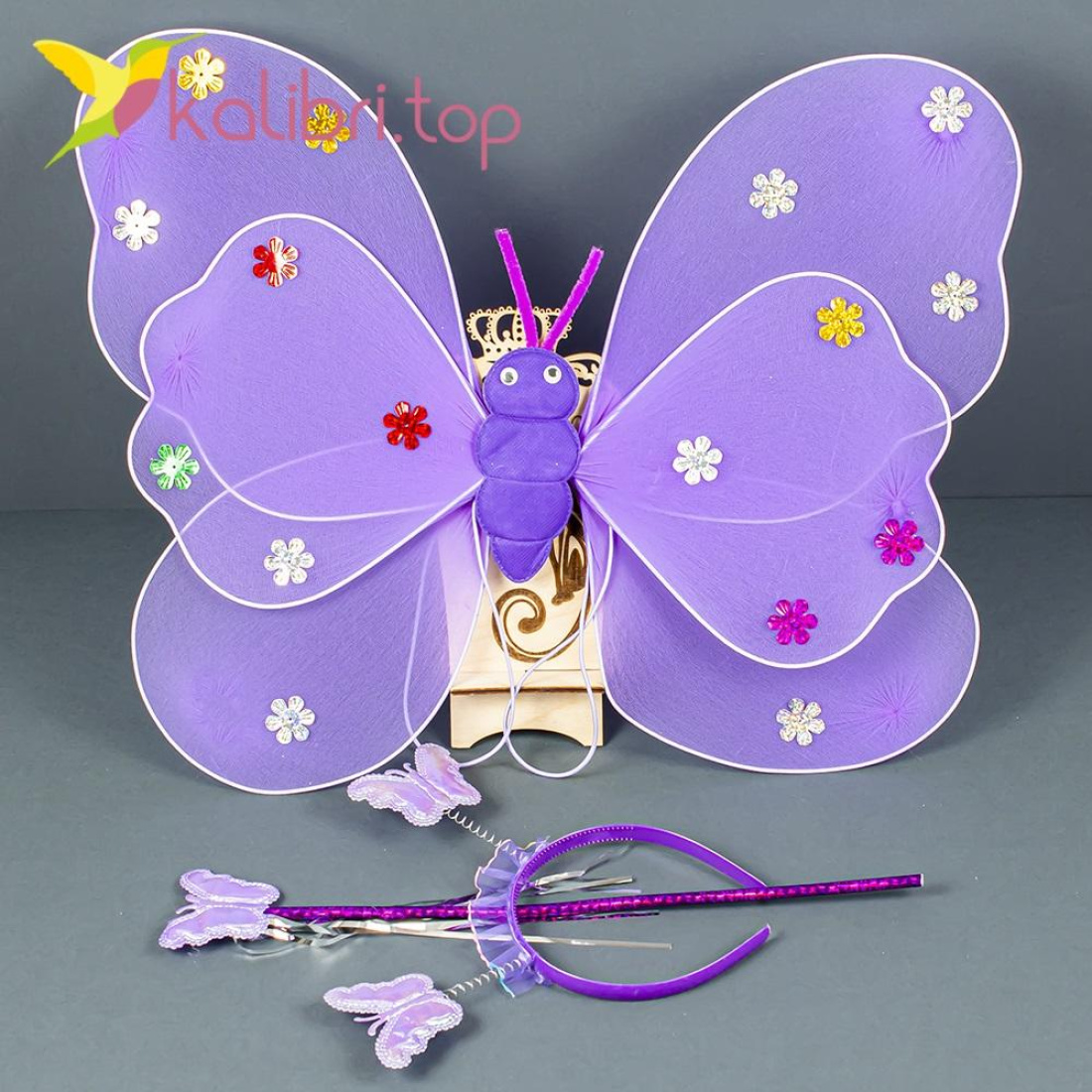 Набор карнавальный крылья феи фиолетовый оптом фото 01