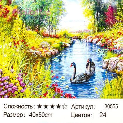 Рисования по номерам Лебеди на пруду 40*50 см оптом фото 22