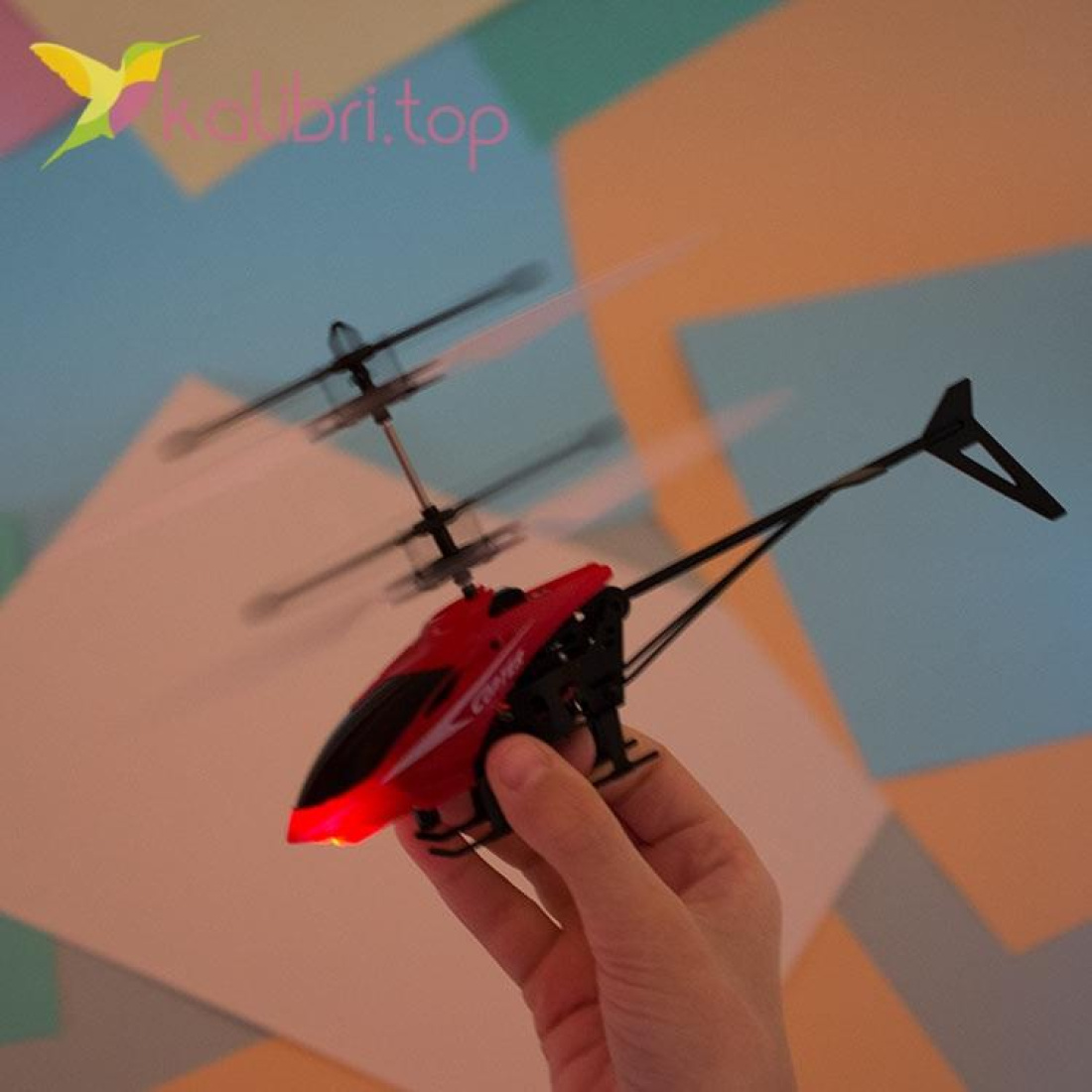 Летающая игрушка вертолет красный оптом фото 02