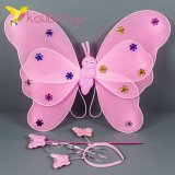 Набор карнавальный крылья бабочки двойные розовый оптом фото 01