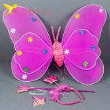 Набір карнавальний крила метелика подвійний малиновий оптом фото 01