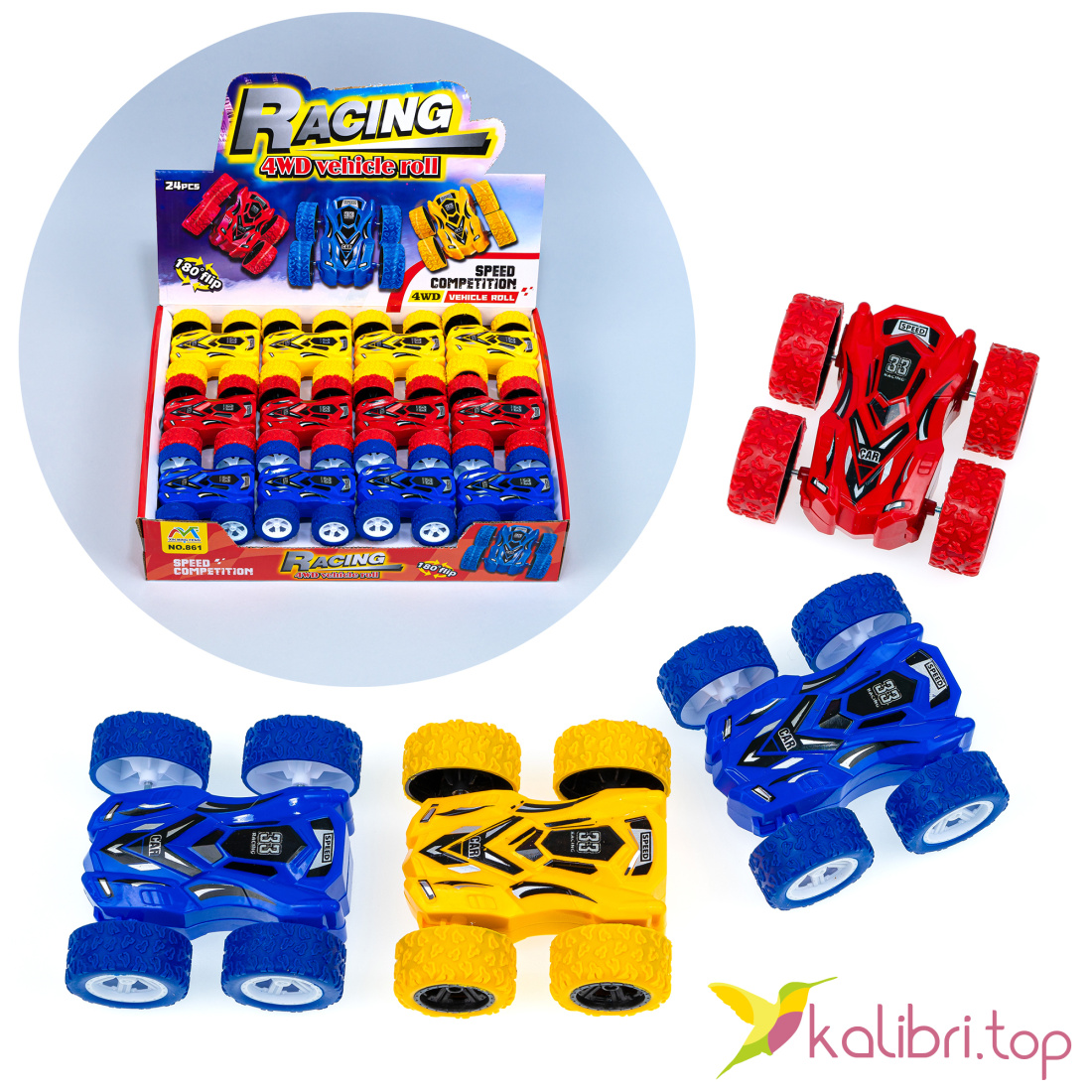 Инерционные машинки перевёртыши Гонки 7,5 см оптом фото 01