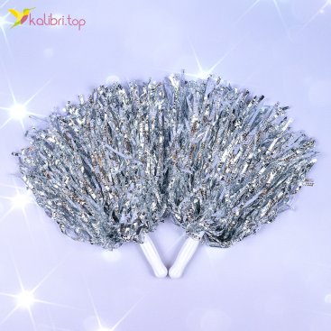 Помпоны для черлидинга Рифлёные серые 30 см - Купить