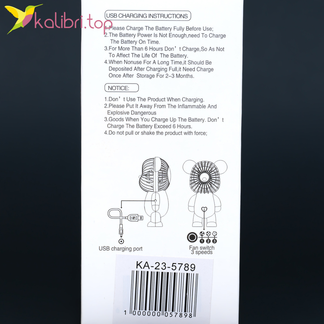 Вентилятор на USB мини Мишка 14 см оптом фото 02