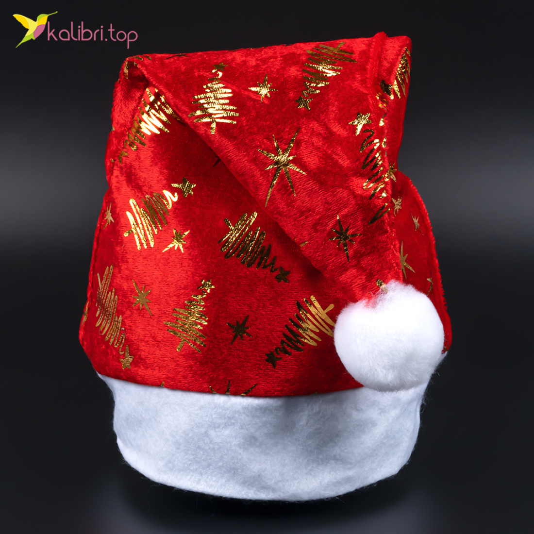 Новорічна шапка червона ялинка 40 см оптом фото 01 Новорічна шапка червона ялинка 40 см оптом фото 01