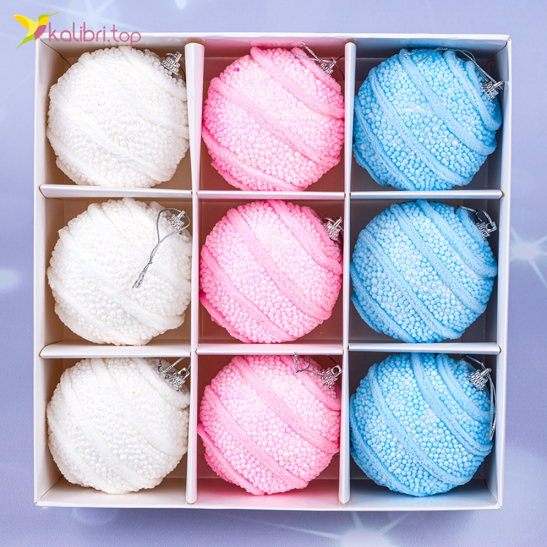 Ялинкові кульки новорічний настрій 7 см, 9 шт., набір оптом фото 01 Ялинкові кульки новорічний настрій 7 см, 9 шт., набір оптом фото 01