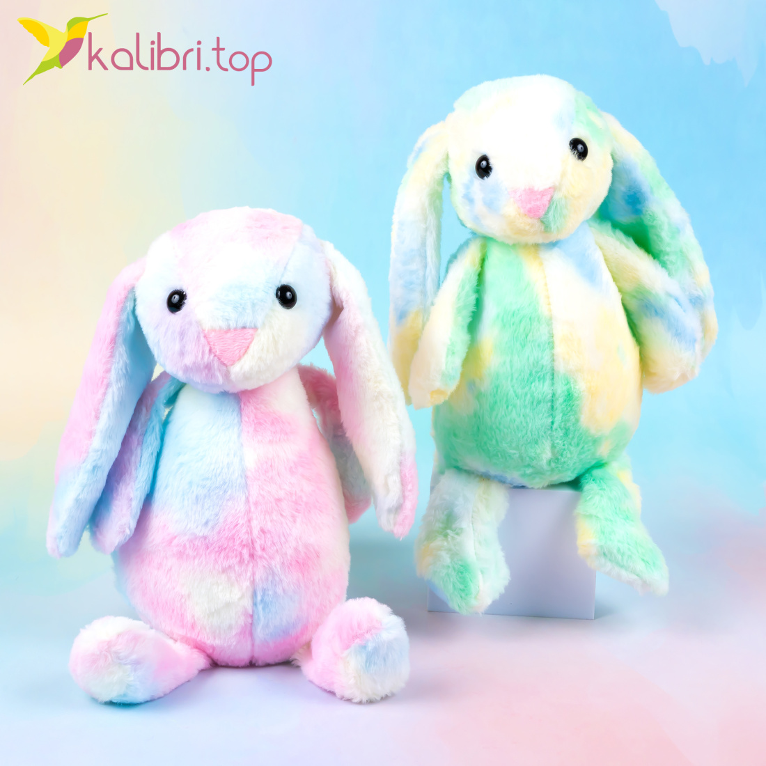 Мягкие игрушки Зайцы цветные 30 см оптом фото 01