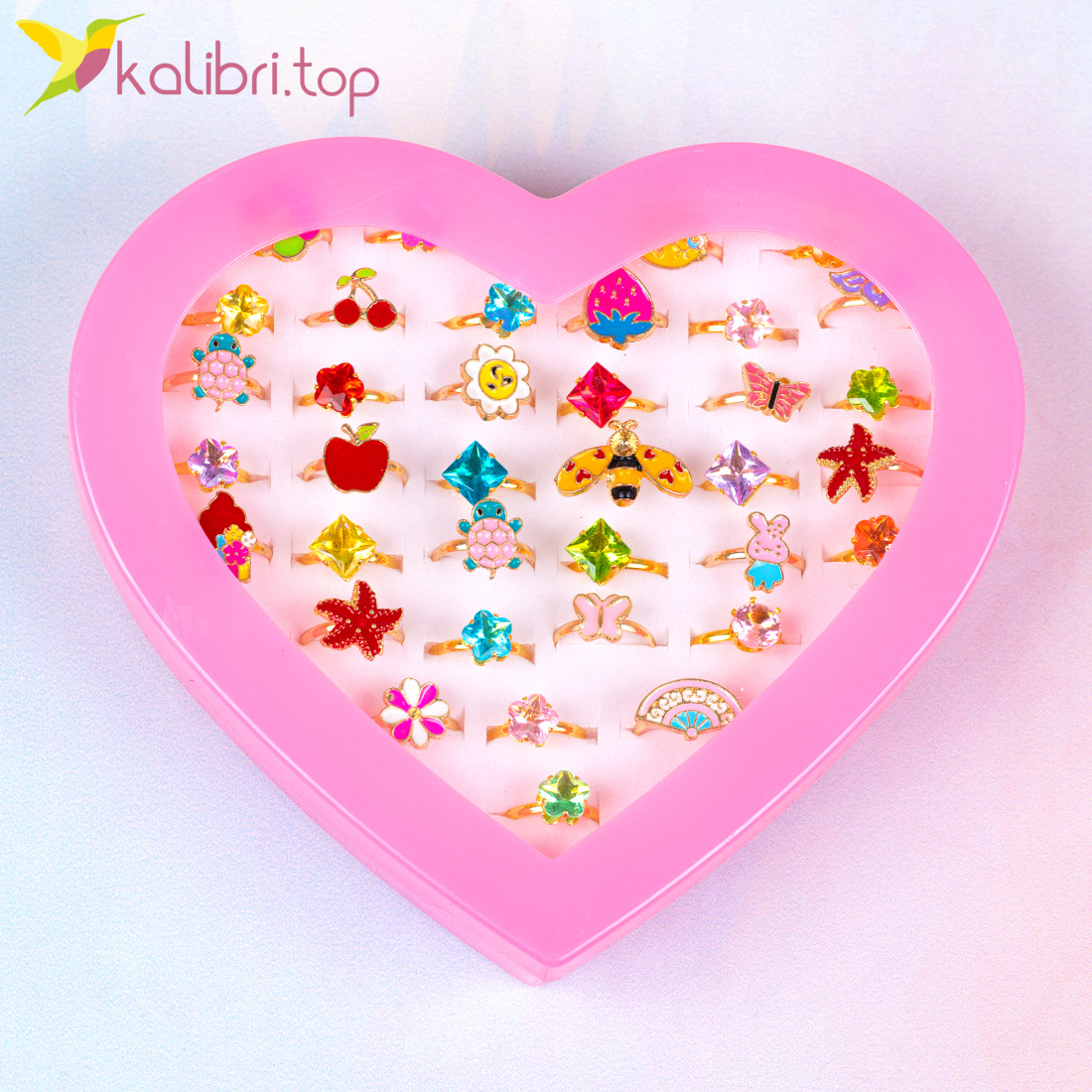 Детские колечки Цветные с колокольчиком оптом фото 02