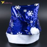 Новорічна шапка синя зі сніжинкою білою 38 см оптом фото 01 Новорічна шапка синя зі сніжинкою білою 38 см оптом фото 01