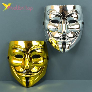 Маска Анонімусу Anonymous золото, срібло оптом фото 01