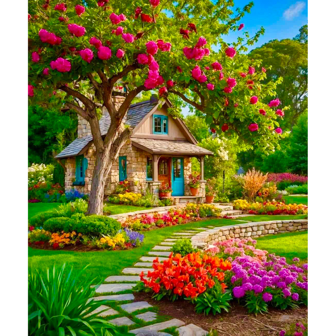 Алмазная мозаика домик 40*50 см оптом фото 01