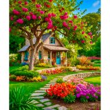 Алмазная мозаика домик 40*50 см оптом фото 01
