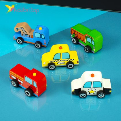 Детская деревянная игрушка Машинки 5 видов - Купить