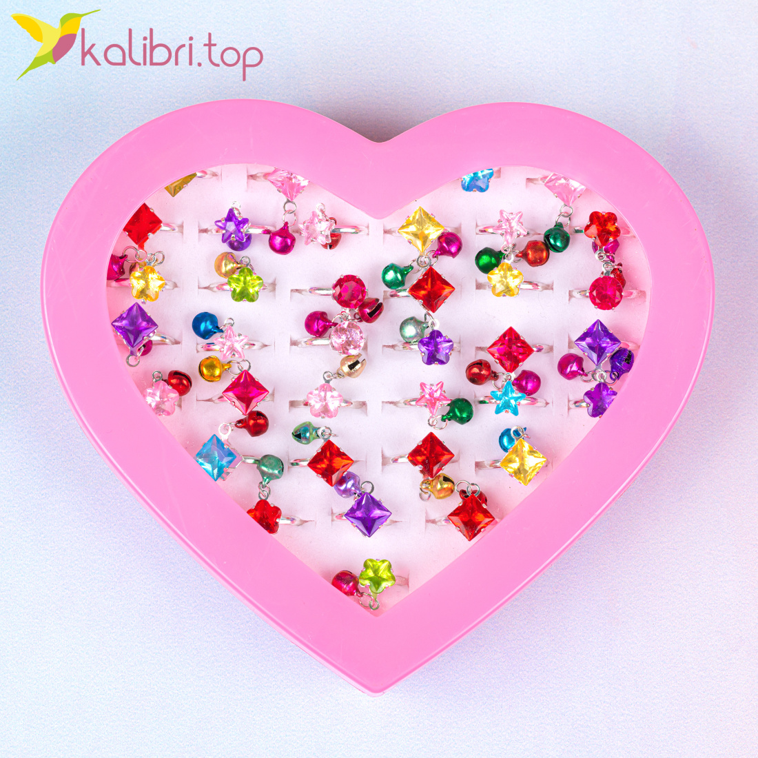 Кільця дитячі Кристал з дзвіночком 36 штук оптом фото 02