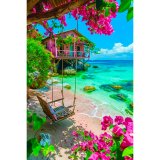 Алмазна мозаїка гойдалки та море 40*50 см оптом фото 01