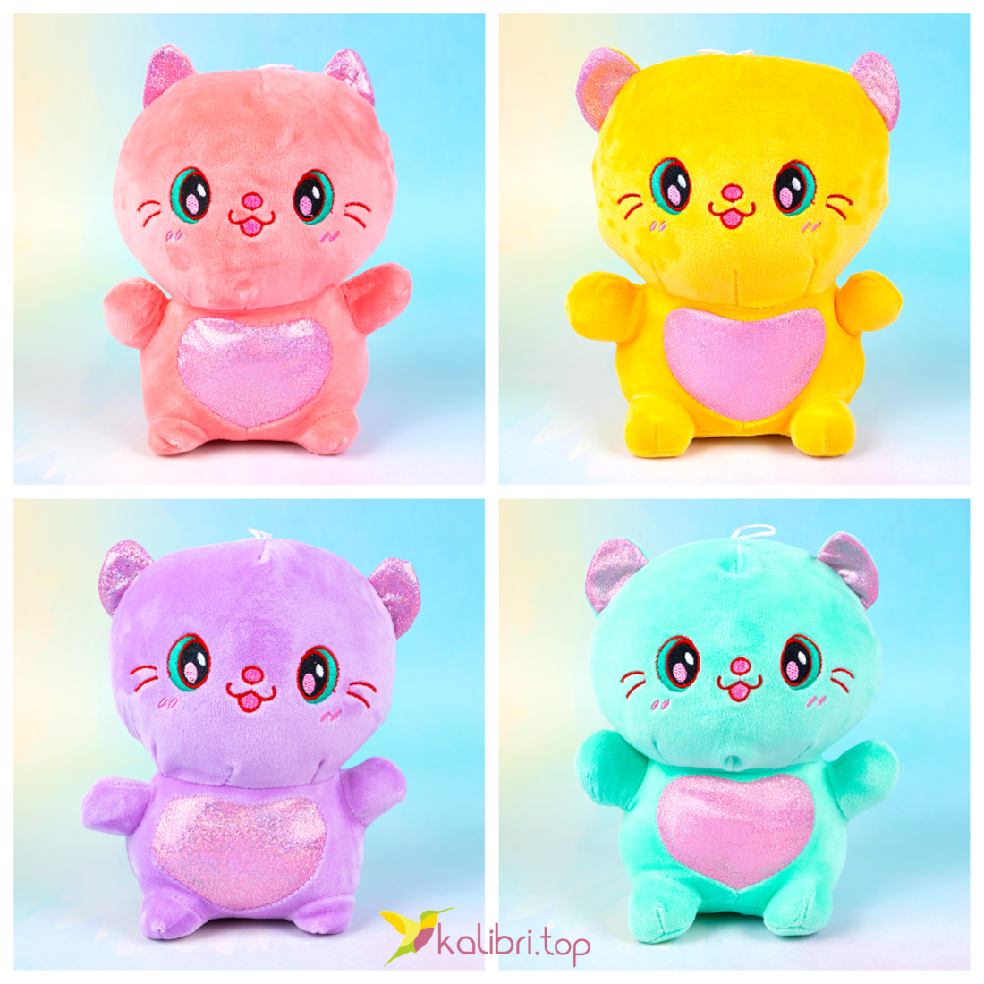 Мягкие игрушки Котики цветные 20 см оптом фото 01