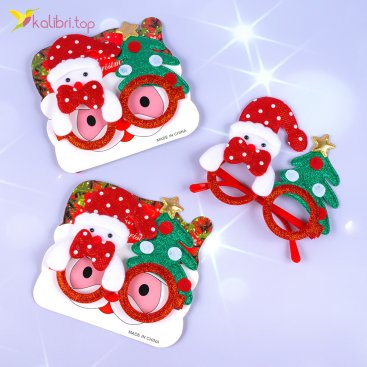 Новорічні окуляри Ялинки та Сніговики 13 см - Фото Новорічні окуляри Ялинки та Сніговики 13 см - Купити
