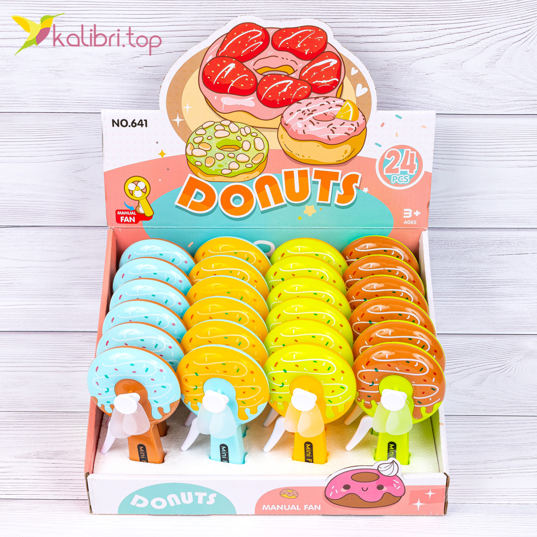 Ручний дитячий вентилятор Donuts 15 см оптом фото 01 Ручний дитячий вентилятор Donuts 15 см оптом фото 01