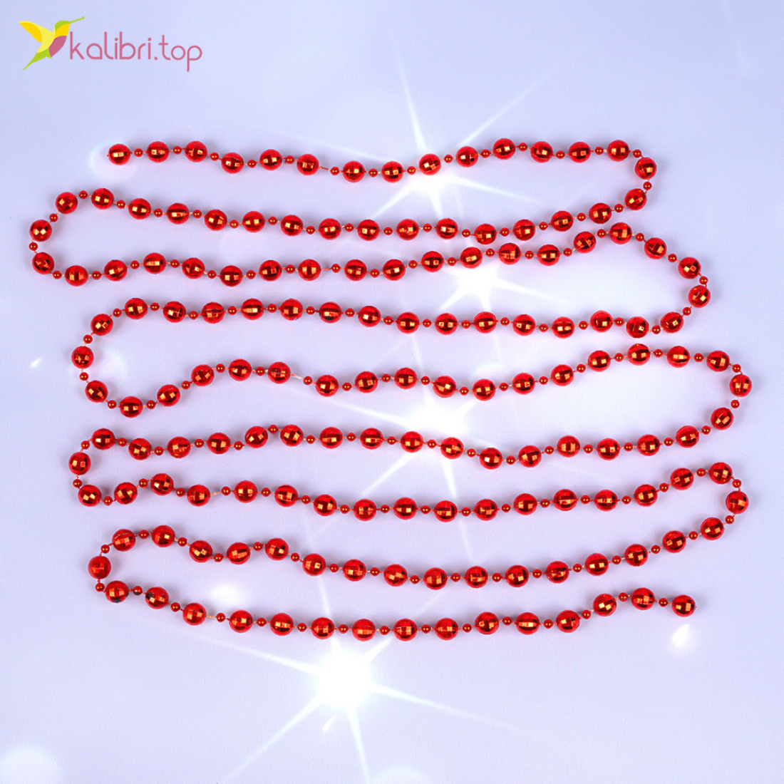 Новорічний декор намисто червоні блиск 2,7 метра, 10 штук оптом фото 01 Новорічний декор намисто червоні блиск 2,7 метра, 10 штук оптом фото 01