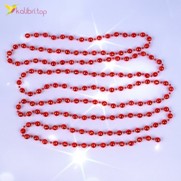 Новорічний декор намисто червоні блиск 2,7 метра, 10 штук - Фото Новорічний декор намисто червоні блиск 2,7 метра, 10 штук - Купити