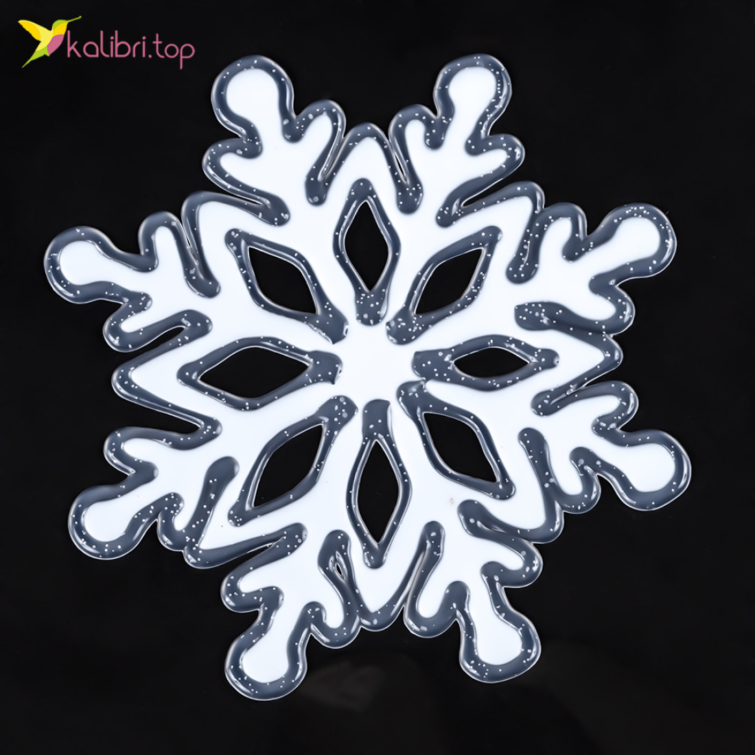 Силіконова наклейка на вікна Сніжинка біла 20х15 см оптом фото 01 Силіконова наклейка на вікна Сніжинка біла 20х15 см оптом фото 01