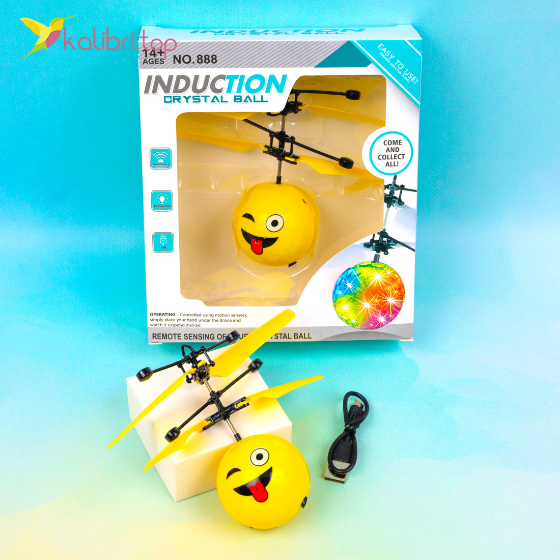 Летающий шарик Смайл USB 12,5 см оптом фото 01 Летающий шарик Смайл USB 12,5 см оптом фото 01