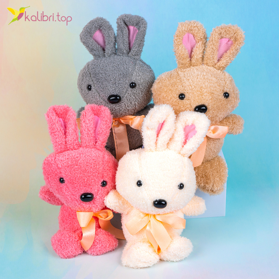 М'які іграшки Зайці кучеряві 30 см оптом фото 01 М'які іграшки Зайці кучеряві 30 см оптом фото 01