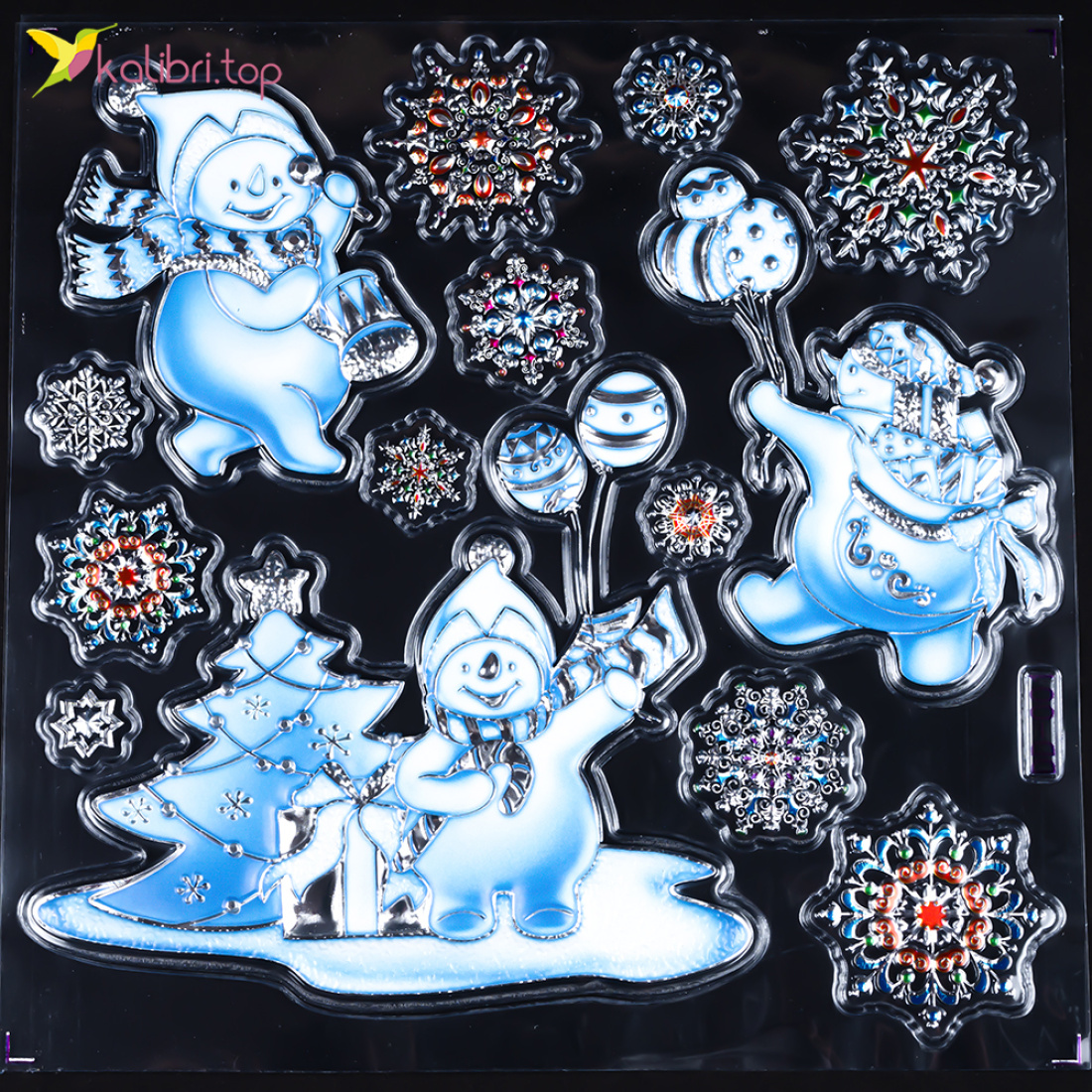 Новорічні наклейки на вікна Різдво 20х20 см оптом фото 03 Новорічні наклейки на вікна Різдво 20х20 см оптом фото 03