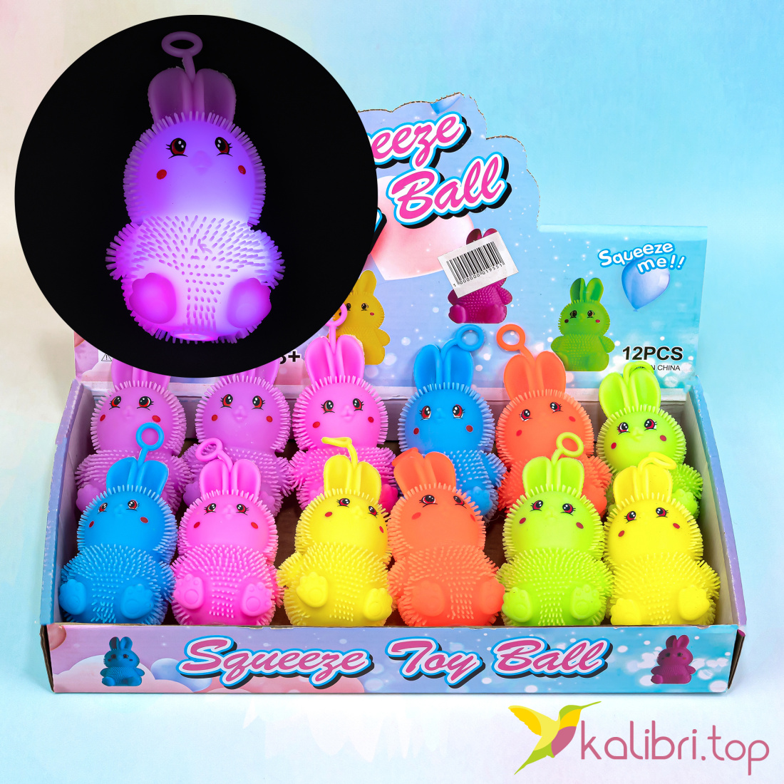 Светящиеся силиконовые ёжики Зайчики 10 см оптом фото 01