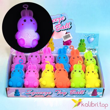 Светящиеся силиконовые ёжики Зайчики 10 см - Купить