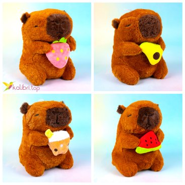 М'які іграшки Капібари із фруктами 20 см - Купити