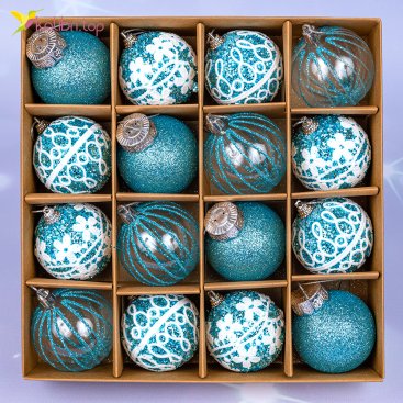 Ялинкові кулі морозний ранок 5,5 см, 16 шт., набір - Фото Ялинкові кулі морозний ранок 5,5 см, 16 шт., набір - Купити