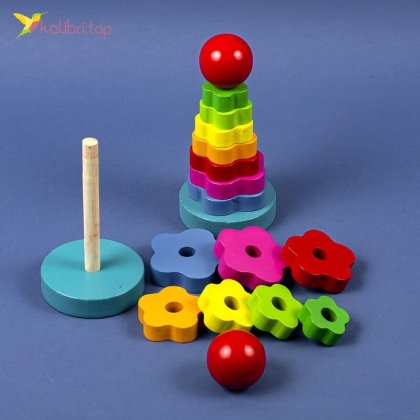 Развивающая деревянная игрушка Пирамидка оптом фото 01