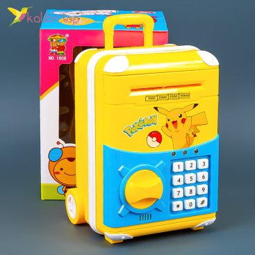 Детский чемодан копилка Покемон жёлтый - Купить