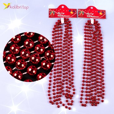 Декор намисто червоний грудень 2,8 метра, Ø 0,95 см, 12 штук - Купити