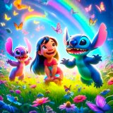 Алмазная мозаика мультяшки и радуга 30*40 см оптом фото 01