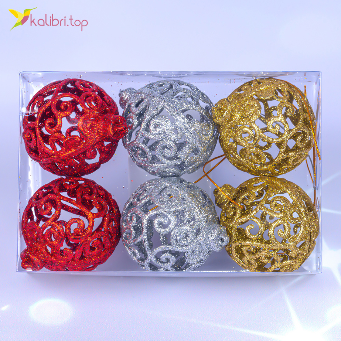 Ялинкові кулі нарізні 5 см., 6 шт., набір оптом фото 01 Ялинкові кулі нарізні 5 см., 6 шт., набір оптом фото 01