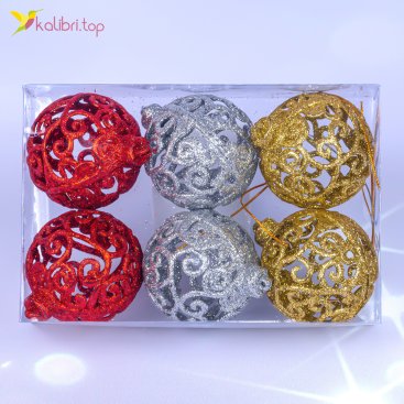 Ялинкові кулі нарізні 5 см., 6 шт., набір - Фото Ялинкові кулі нарізні 5 см., 6 шт., набір - Купити