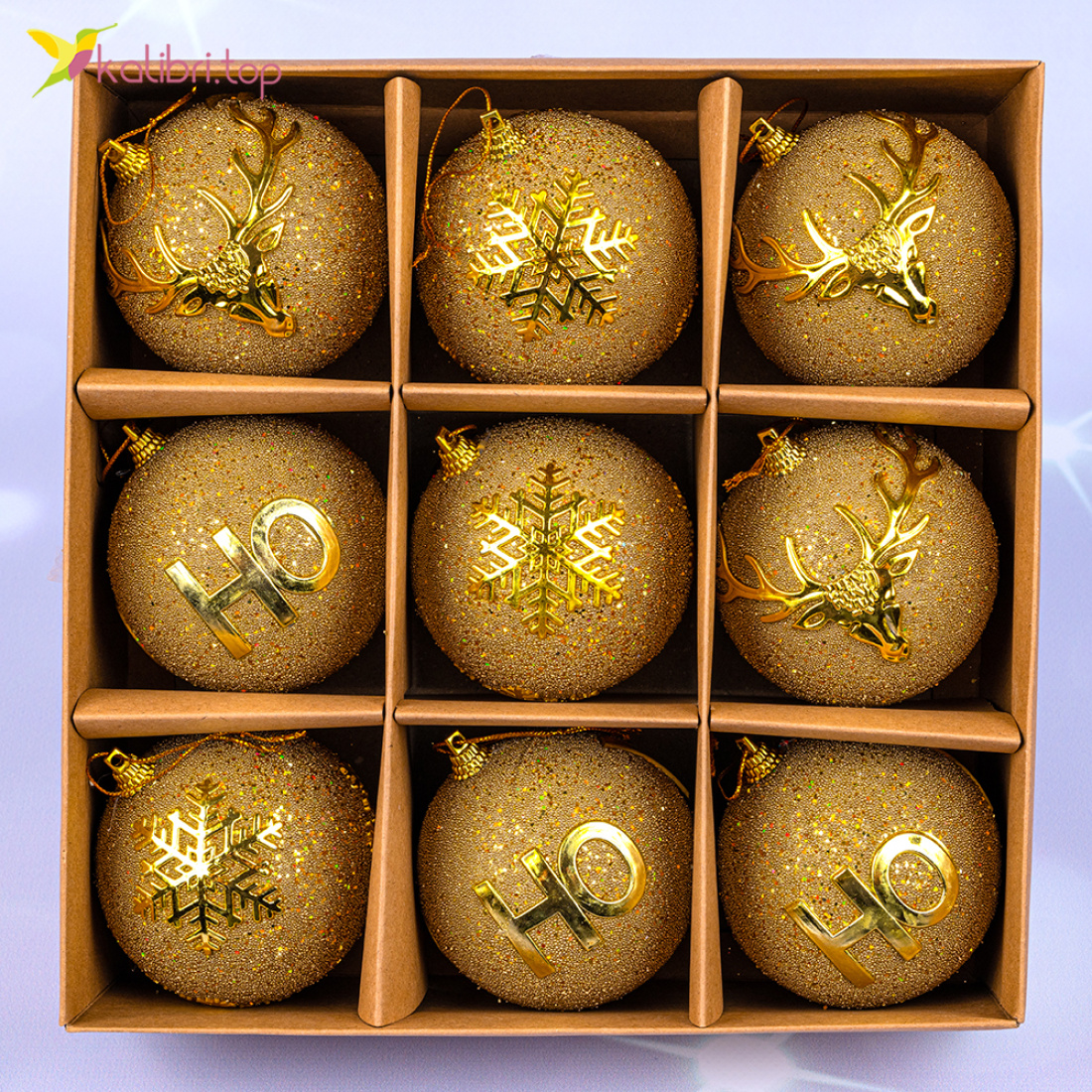 Ялинкові кулі золота ніч 7 см, 9 шт., набір оптом фото 01 Ялинкові кулі золота ніч 7 см, 9 шт., набір оптом фото 01